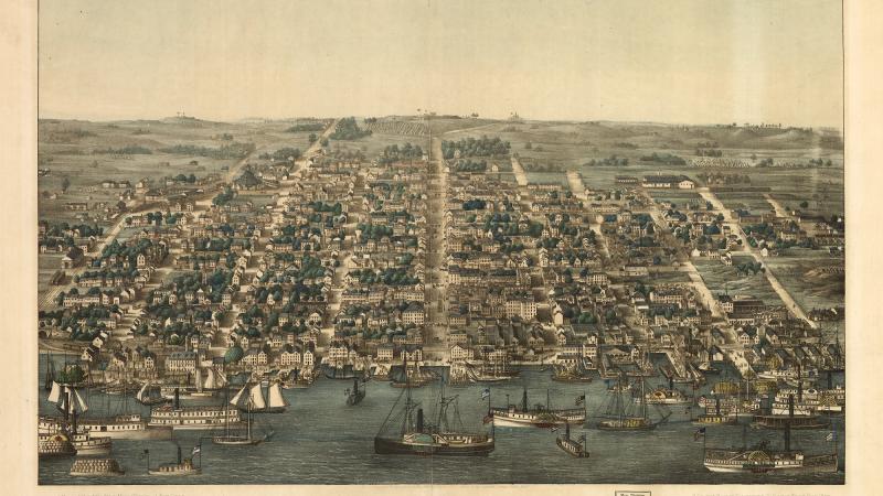 1863 Birds Eye View of Alexandria by Charles Magnus