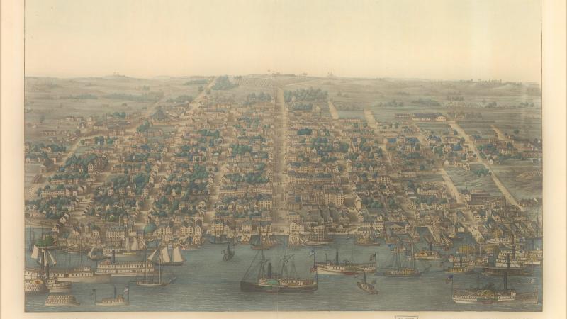 1863 Birds Eye View of Alexandria by Charles Magnus outro