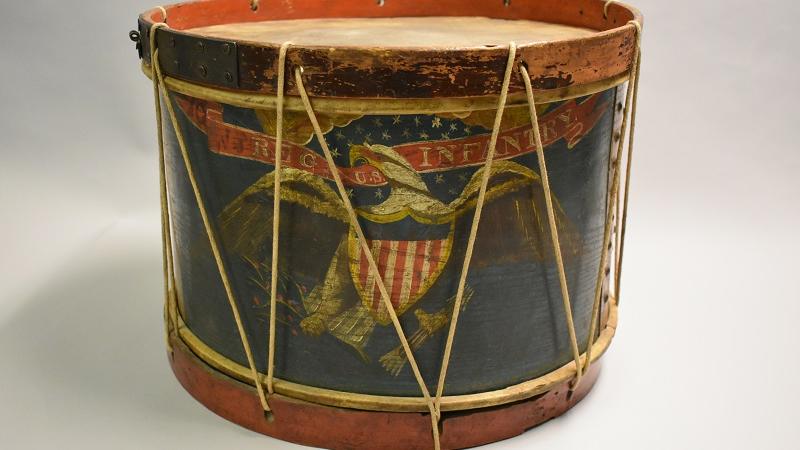drum with painted American Eagle