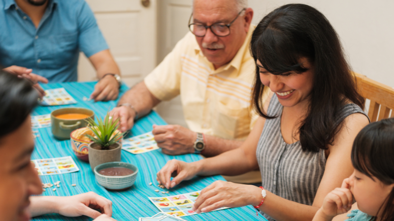 family playing a table top game