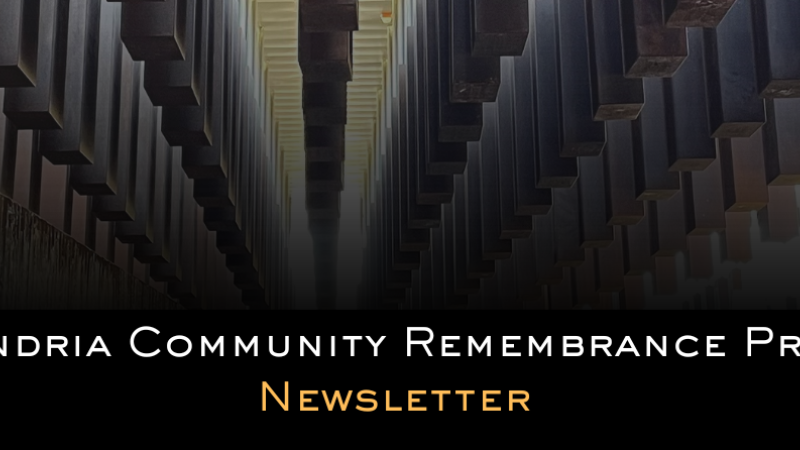 Alexandria Community Remembrance Project Newsletter, with image of pillars at EJI