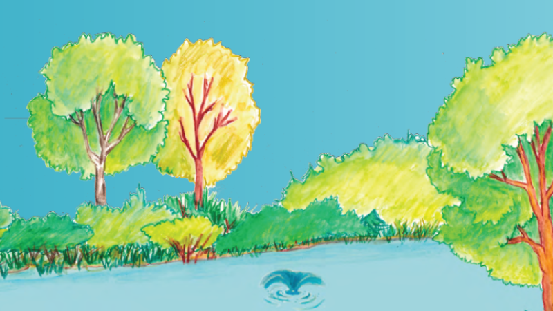 Drawing of an aerator fountain at Ben Brenman pond