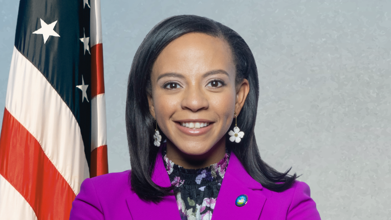 mayor gaskins on blue backround with american flag