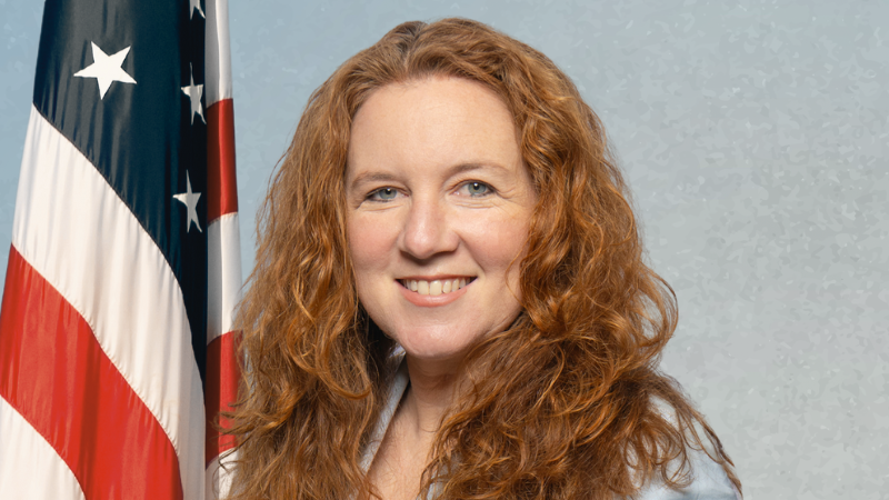 vice mayor bagley on blue background with american flag