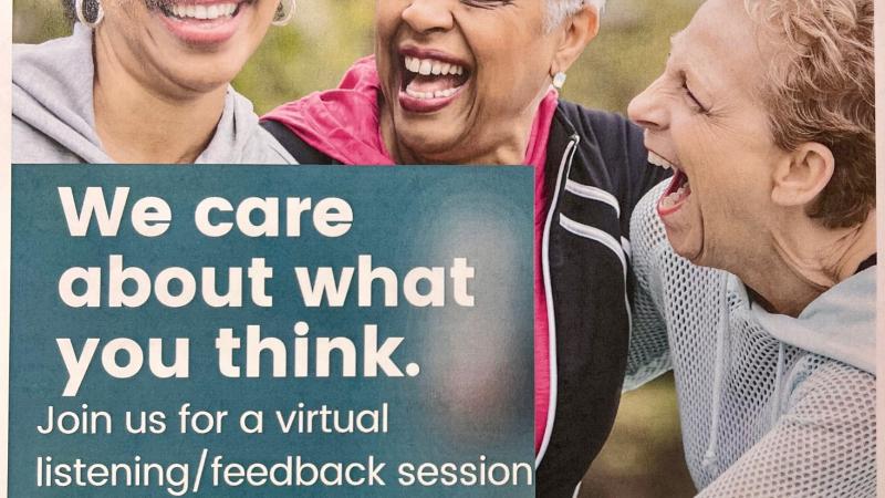 Picture of three adults with meeting log in information