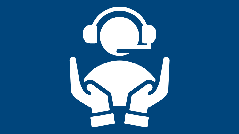 Call center icon on blue background 
