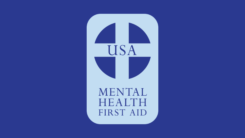 Mental Health First Aid logo on blue background 