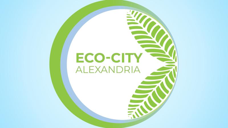 Eco-City Logo on blue 16x9 background