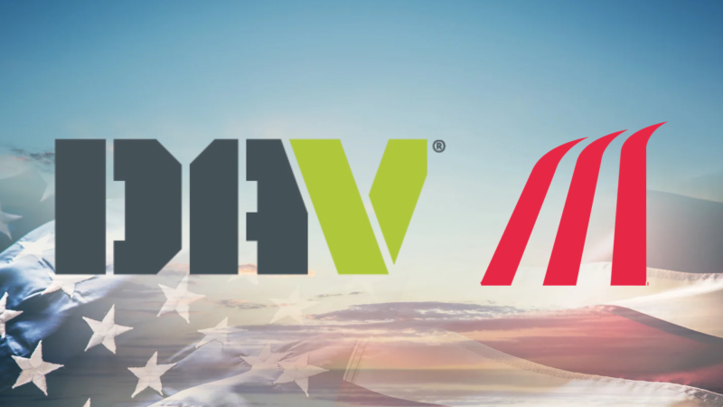 Stylized DRIV logo in dark gray, lime green, and red over a softly blurred American flag, conveying bold, patriotic automotive branding.