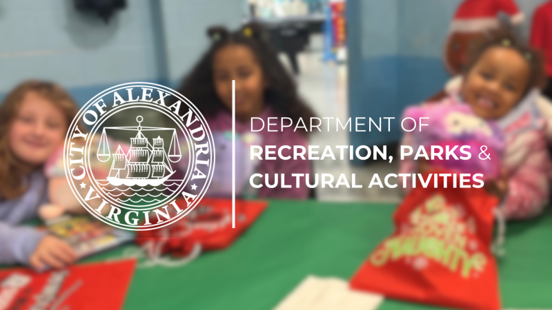 picture of three girls in the background with stuffed animal gifts, logo that says department of recreation, parks & cultural activities in the foreground