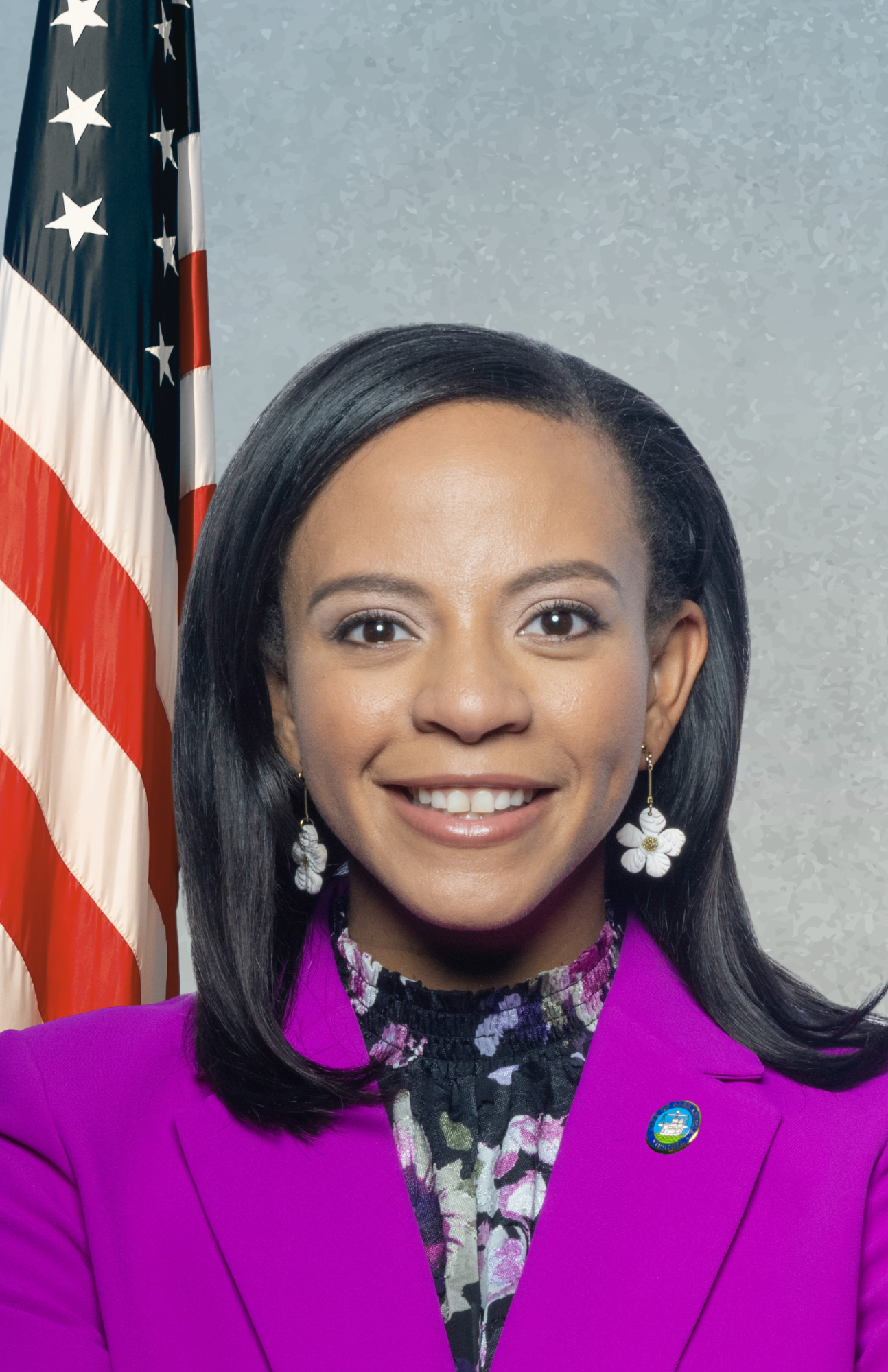 mayor gaskins on blue backround with american flag