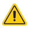 Caution sign showing yellow triangle with black exclamation mark in center