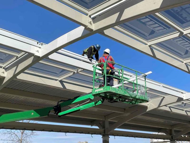 Installation of the Potomac Yard Metrorail Station ceiling the week of 2022-03-24