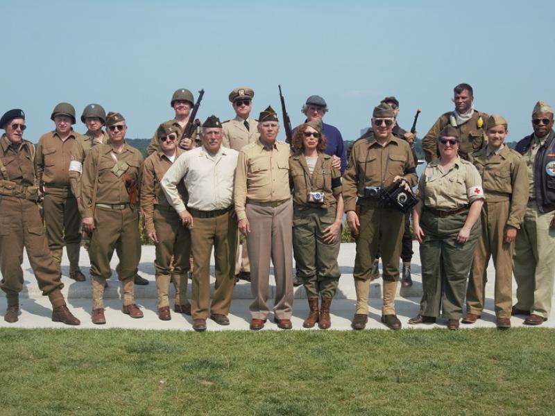Group of World War II reenactors in uniform