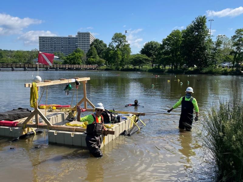  store the timbers in Ben Brenman Pond to preserve them for study and conservation