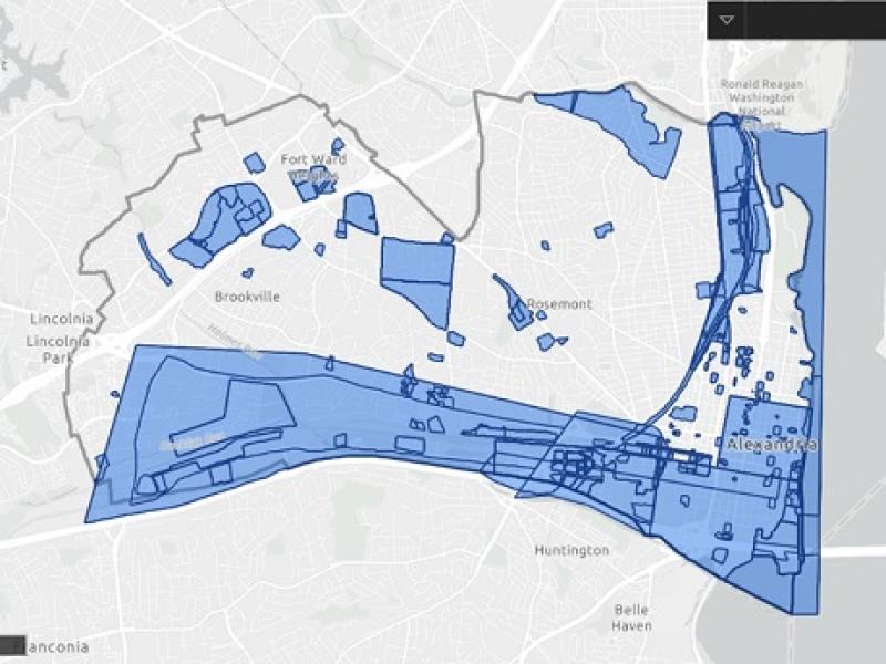 image of GIS app showing map of Alexandria