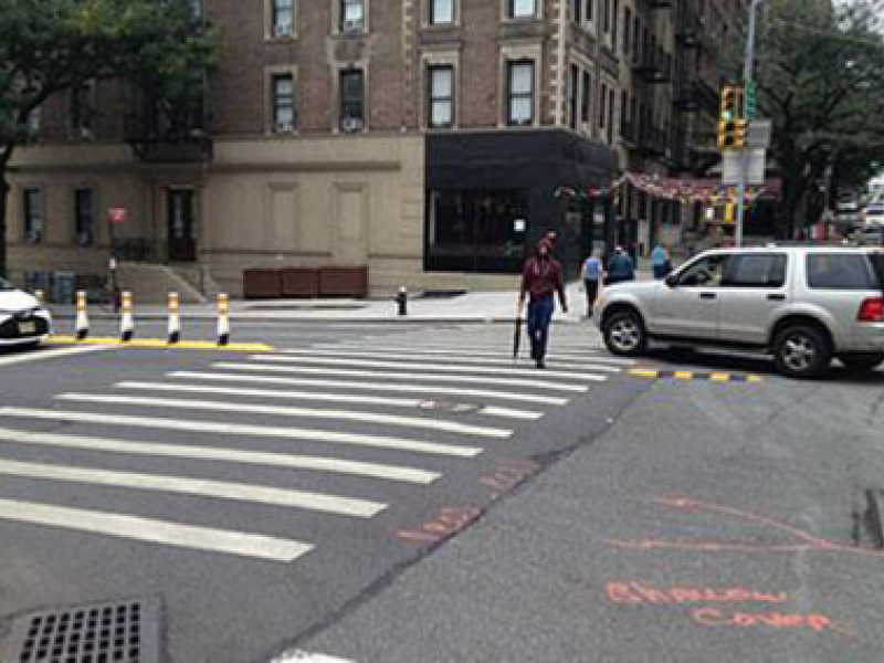 Photo of centerline hardening treatment in New York City (Source: New York City Department of Transportation)
