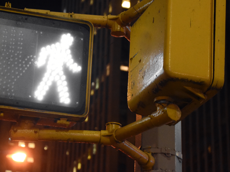walk sign on street