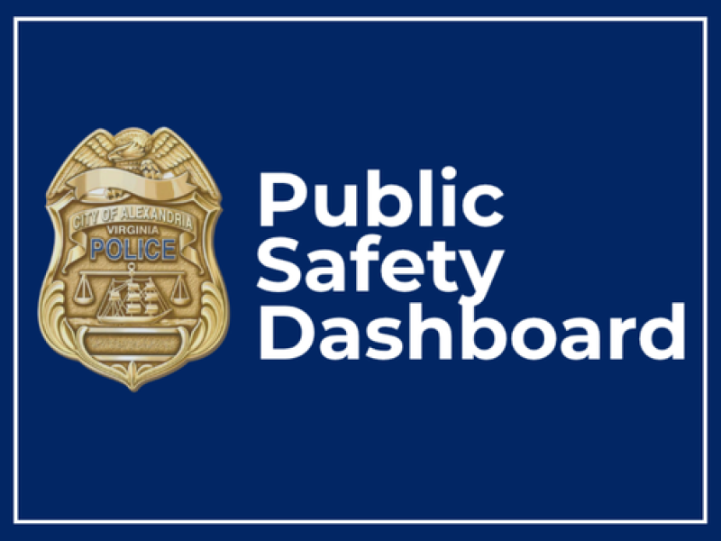public safety dashboard with badge on left and alexandria police in badge on dark blue bg
