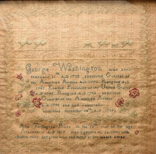 Sampler stitched in Alexandria, 1817