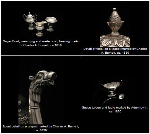 Collage of four items from the silver collection