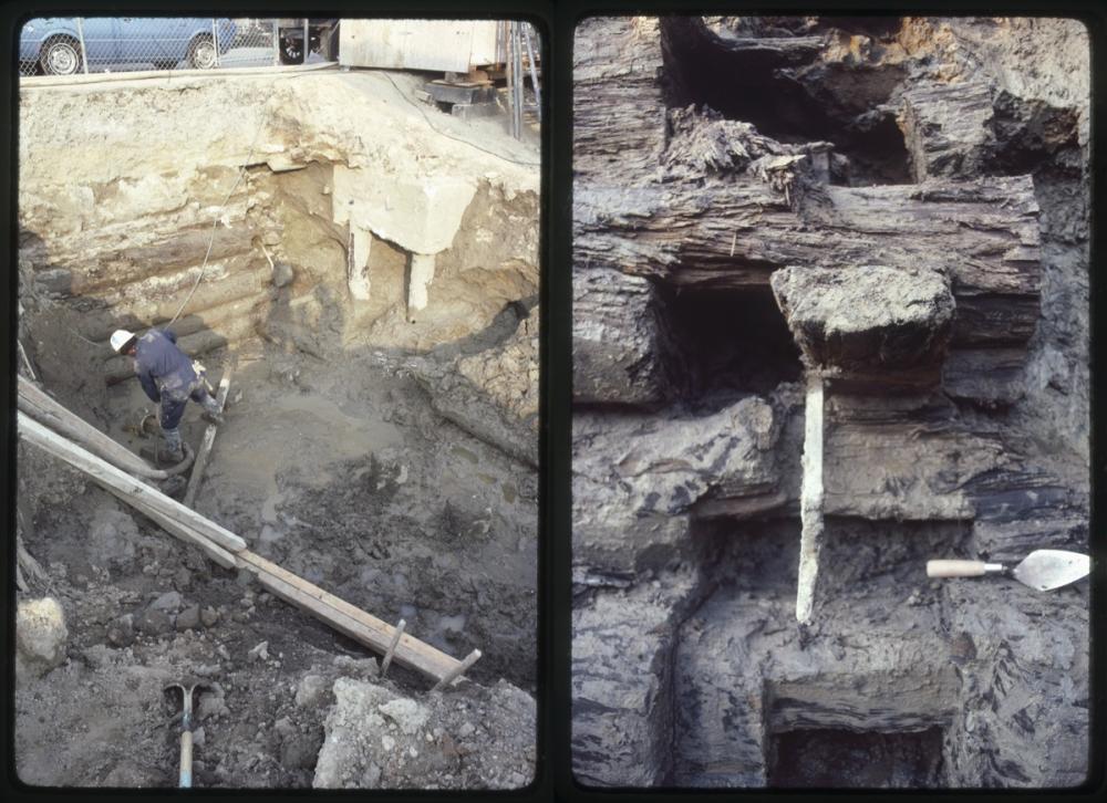 Carlyle Dalton Wharf excavation, 1982 (two images)