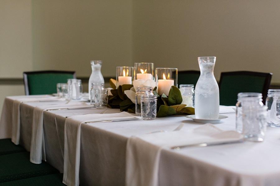 Reception table set for dinner in 2018