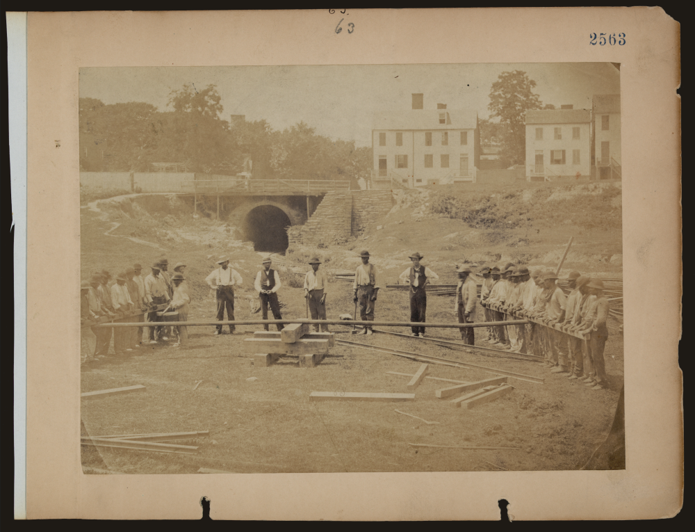 [Railroad construction workers]