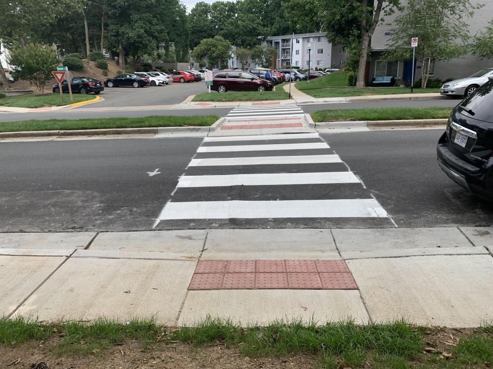 Photo of a pedestrian crosswalk on Rayburn Avenue.