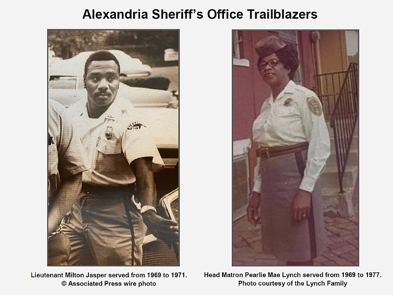 Uniformed Sheriff's Office staff, one Black man and one Black woman, taken in the 1970s