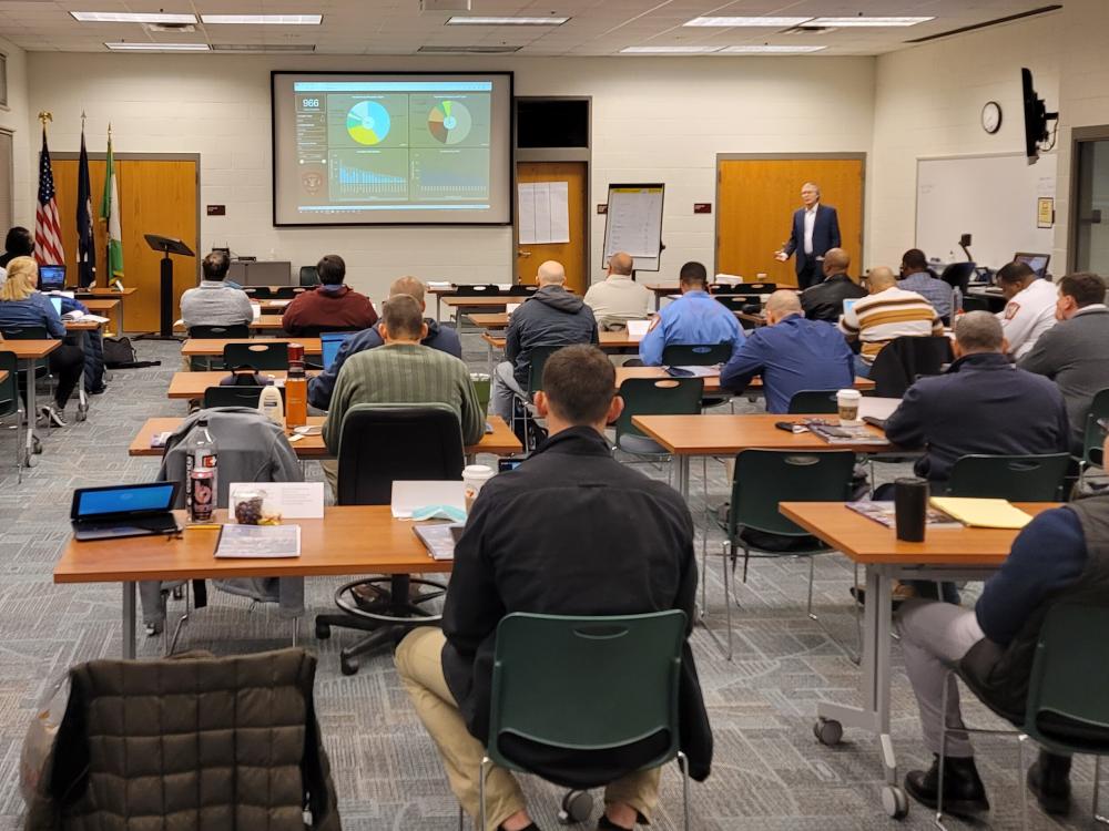 Regional fire and emergency services personnel participate in the Quality Improvement for Fire and Emergency Services (QIFES) Workshop in Henrico, VA, in 2022.