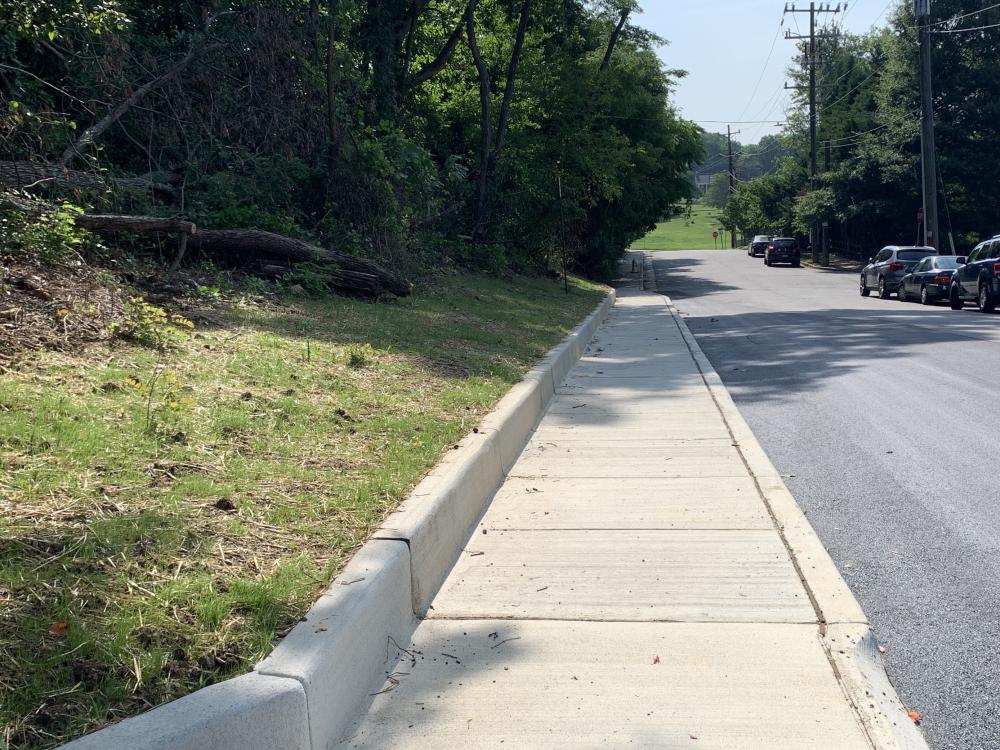 A photo of a new sidewalk on Polk Avenue
