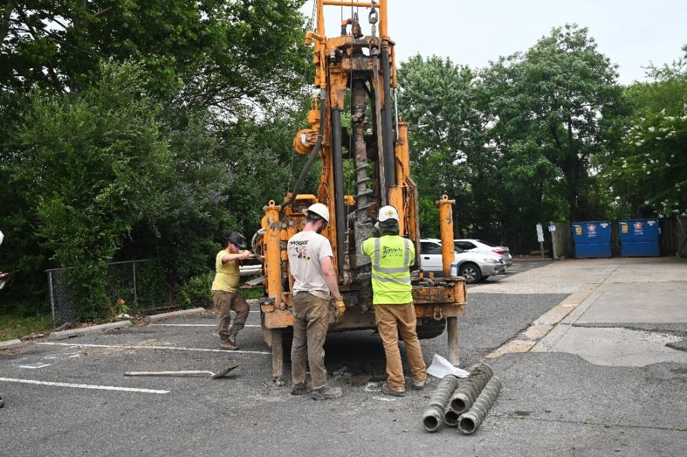 Contractors for the City drill into Mount Vernon Avenue for culvert project