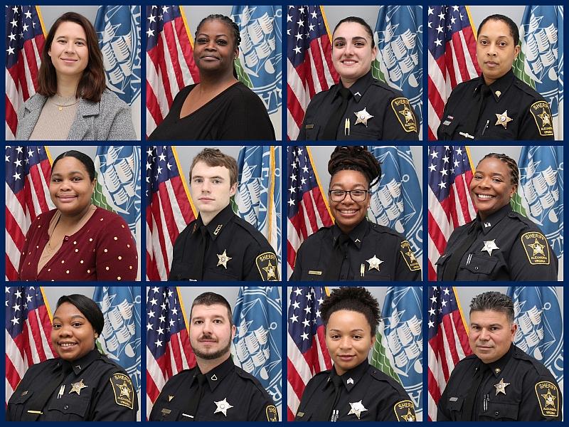 Collage of three rows with four portraits each of deputies and nine deputies and three civilian employees