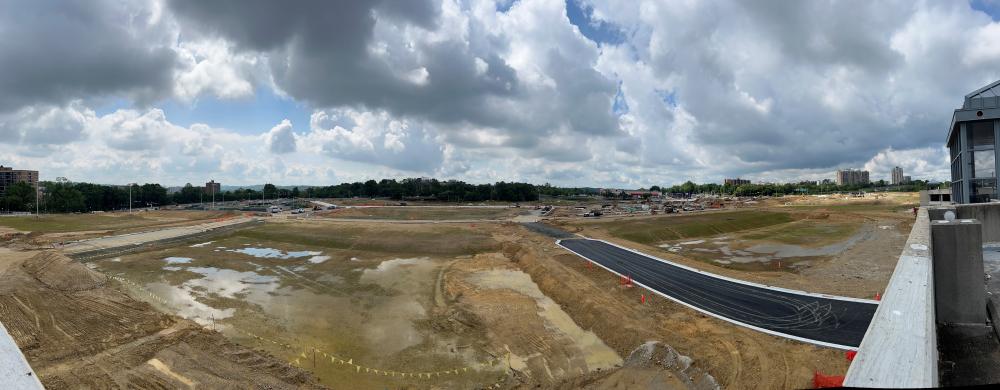 Wide angle view of Landmark site with all buildings demolished.