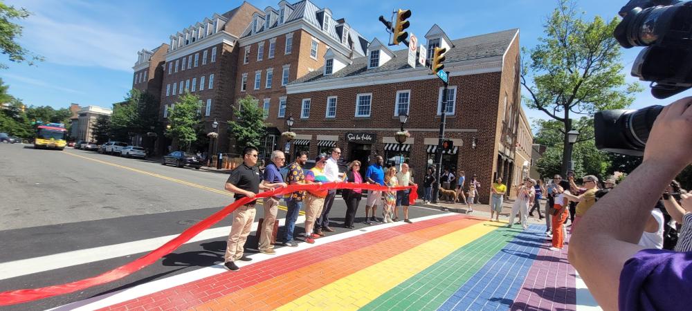 pride crosswalk ribbon cutting