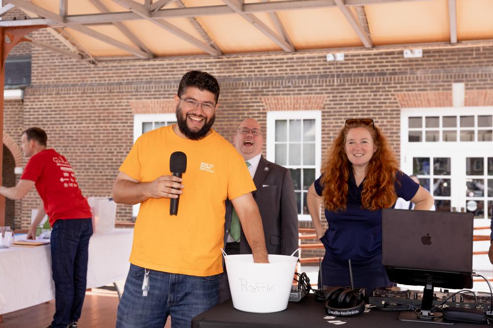 City Officials announcing raffle winners