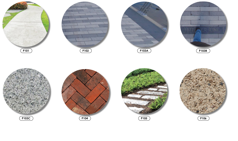 The first page of paving materials used throughout the proposed Point Lumley Park plan.