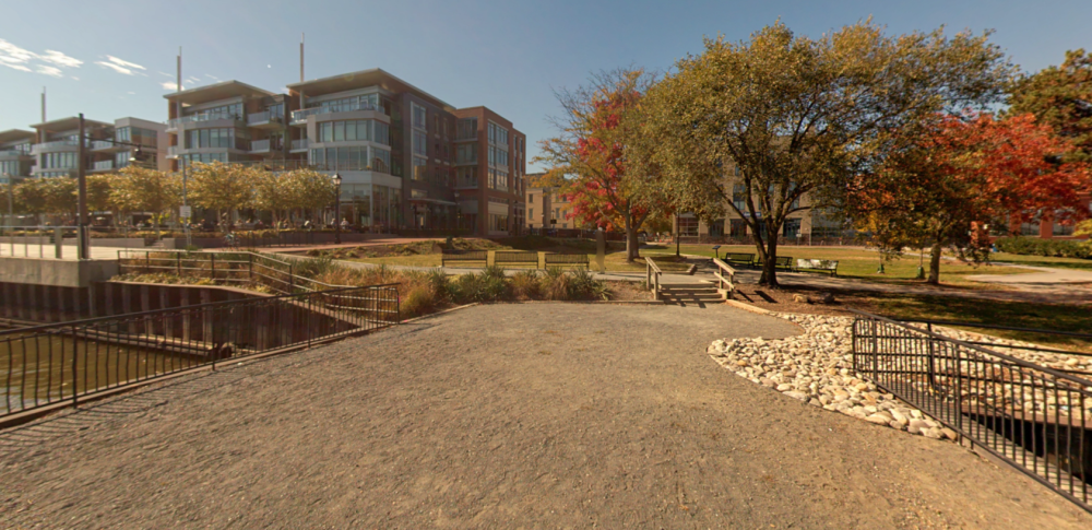 Photo of the street level view of the Waterfront from the Point Lumley wharf towards Robinson Landing.