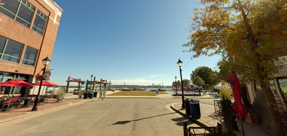 Street-level view of King Street Park from the King Street-Union Street intersection.