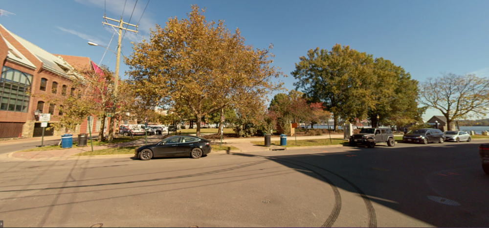Street-level view of Waterfront Park and Strand Street from Prince Street.