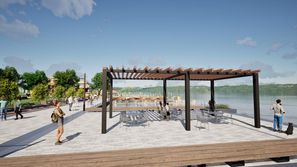 Rendering of Point Lumley Park at street level, looking north along the shoreline