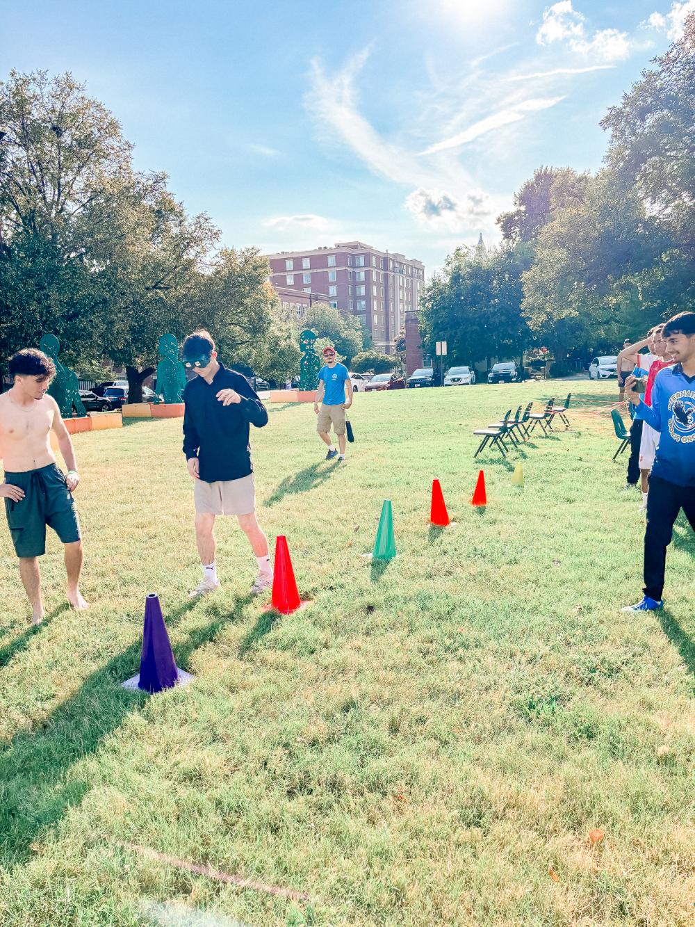 Image of teens playing games outside
