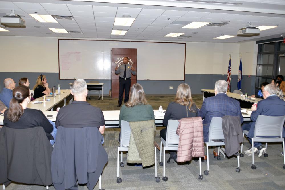 Chief of Police Tarrick McGuire speaks to Community Police Academy graduates.