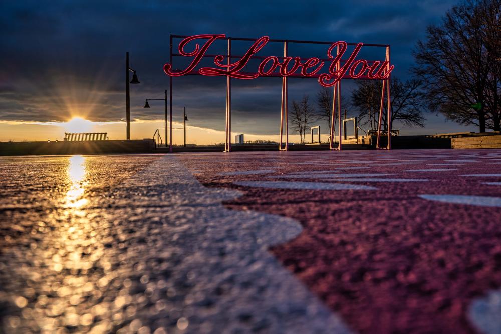 I love You site see installation during sunrise