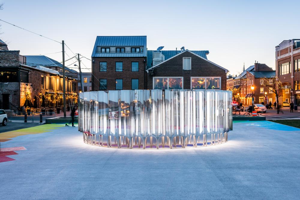 Site See Installation with clear glass arranged in a circle