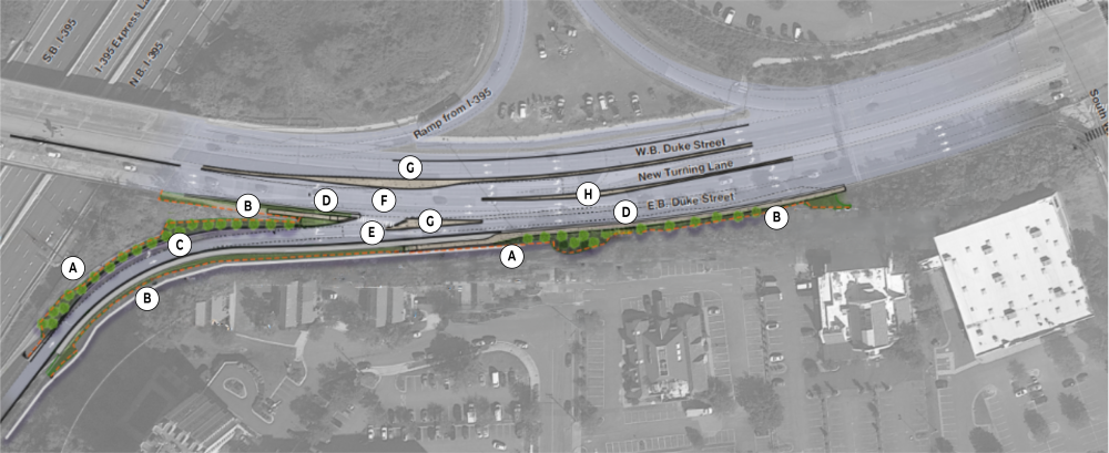 Diagram of improvements planned for I-395 ramp