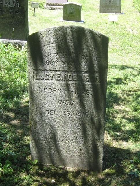 Carved headstone of Lucy Robinson, 1910.