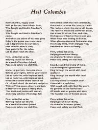 Exhibit panel: Hail Columbia lyrics