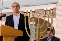 Menorah candle lit up